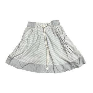 LIFE IN PROGRESS Y2K Gray Chambray Stripe Cord Nautical Tie Pocketed Skirt Sz s
